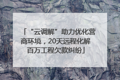 “云调解”助力优化营商环境，20天远程化解百万工程欠款纠纷