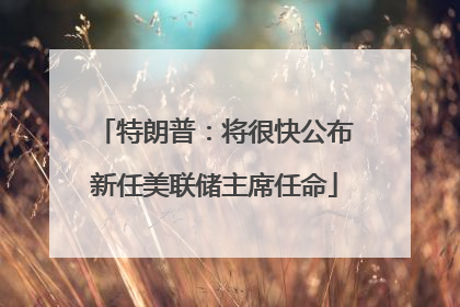 特朗普：将很快公布新任美联储主席任命