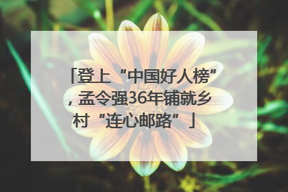 登上“中国好人榜”，孟令强36年铺就乡村“连心邮路”