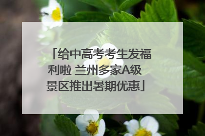 给中高考考生发福利啦 兰州多家A级景区推出暑期优惠
