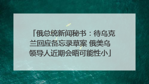 俄总统新闻秘书：待乌克兰回应备忘录草案 俄美乌领导人近期会晤可能性小