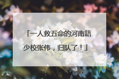 一人救五命的河南籍少校张伟，归队了！