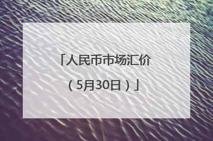 人民币市场汇价（5月30日）