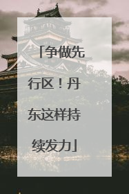 争做先行区！丹东这样持续发力