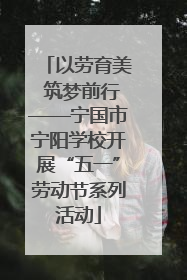 以劳育美 筑梦前行——宁国市宁阳学校开展“五一”劳动节系列活动