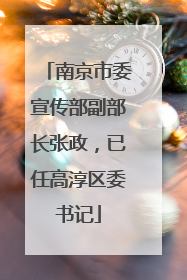 南京市委宣传部副部长张政，已任高淳区委书记