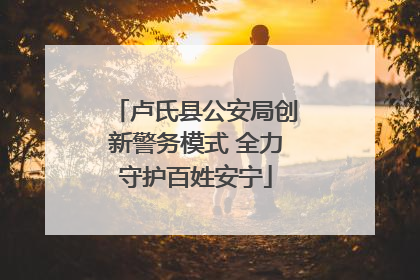 卢氏县公安局创新警务模式 全力守护百姓安宁