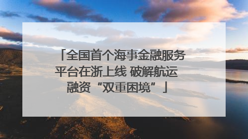 全国首个海事金融服务平台在浙上线 破解航运融资“双重困境”