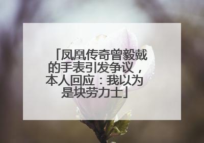 凤凰传奇曾毅戴的手表引发争议，本人回应：我以为是块劳力士