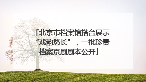 北京市档案馆搭台展示“戏韵悠长”，一批珍贵档案京剧剧本公开