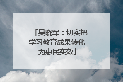 吴晓军：切实把学习教育成果转化为惠民实效