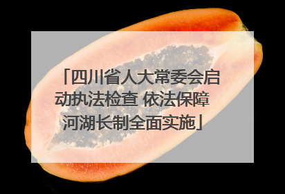 四川省人大常委会启动执法检查 依法保障河湖长制全面实施