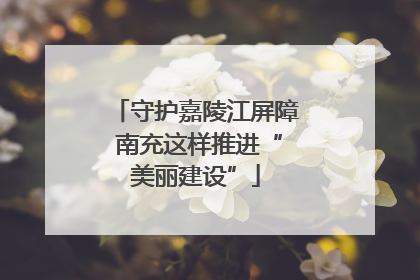守护嘉陵江屏障 南充这样推进“美丽建设”