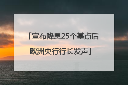 宣布降息25个基点后 欧洲央行行长发声