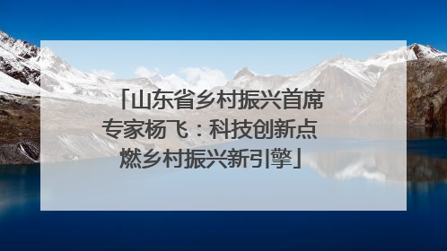 山东省乡村振兴首席专家杨飞：科技创新点燃乡村振兴新引擎
