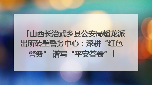 山西长治武乡县公安局蟠龙派出所砖壁警务中心：深耕“红色警务” 谱写“平安答卷”