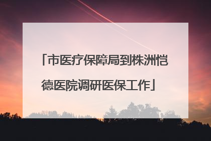 市医疗保障局到株洲恺德医院调研医保工作