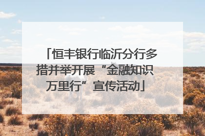 恒丰银行临沂分行多措并举开展“金融知识万里行”宣传活动