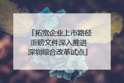 拓宽企业上市路径 重磅文件深入推进深圳综合改革试点