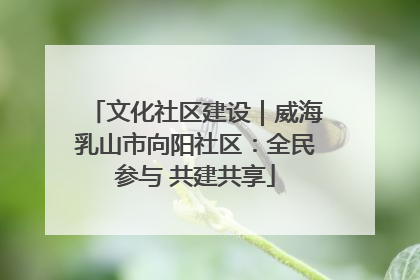 文化社区建设｜威海乳山市向阳社区：全民参与 共建共享