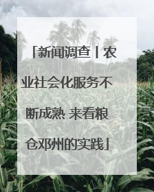 新闻调查丨农业社会化服务不断成熟 来看粮仓邓州的实践