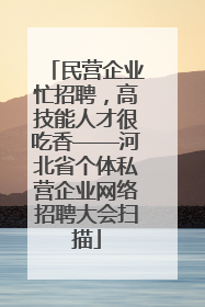 民营企业忙招聘，高技能人才很吃香——河北省个体私营企业网络招聘大会扫描