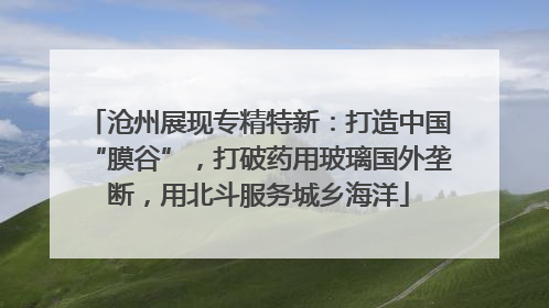沧州展现专精特新：打造中国“膜谷”，打破药用玻璃国外垄断，用北斗服务城乡海洋
