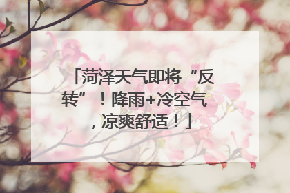 菏泽天气即将“反转”！降雨+冷空气，凉爽舒适！