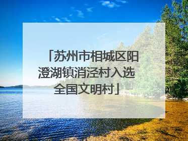 苏州市相城区阳澄湖镇消泾村入选全国文明村