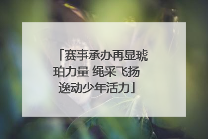赛事承办再显琥珀力量 绳采飞扬逸动少年活力