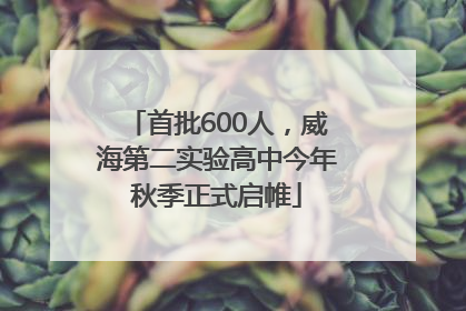 首批600人，威海第二实验高中今年秋季正式启帷