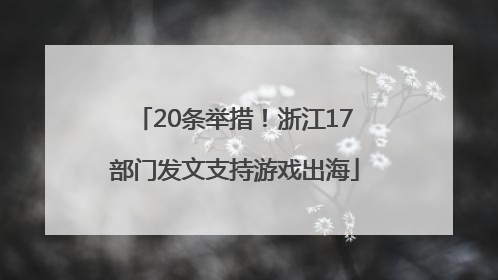 20条举措！浙江17部门发文支持游戏出海